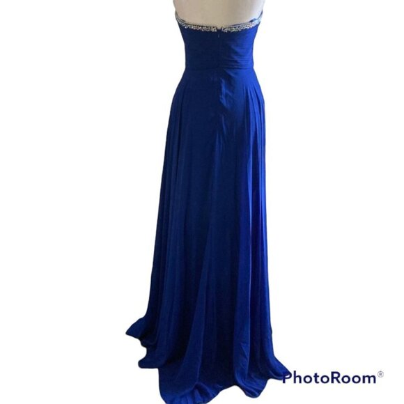 Long Royal Blue Beaded Chiffon Prom Gown Dress US XS - Picture 3 of 3